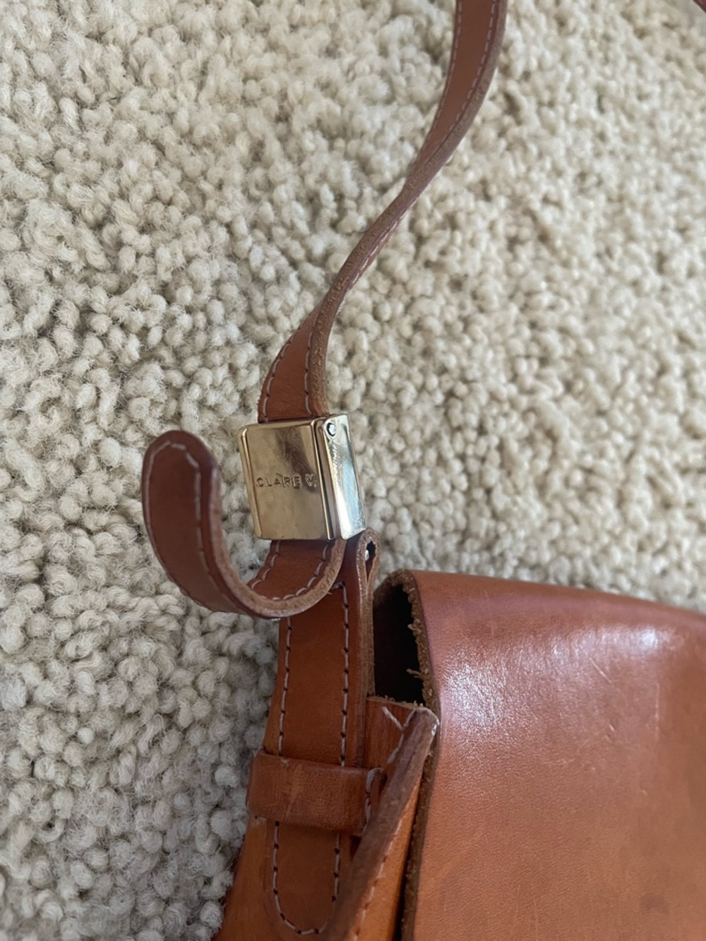 Clare V. Luce Tan Cognac Leather Saddlebag Crossbody - Picture 3 of 7
